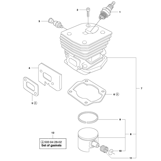 Cylinder Piston Assembly For Husqvarna 353 Chainsaw 