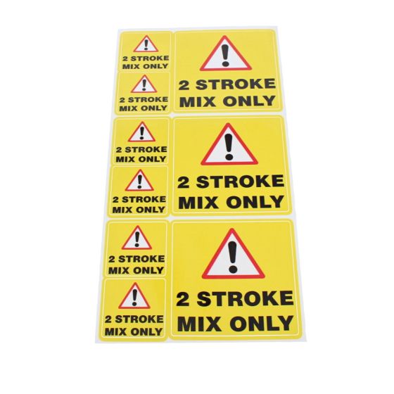 2 Stroke Fuel Mix Warning Vinyl Label (Pack of 9)