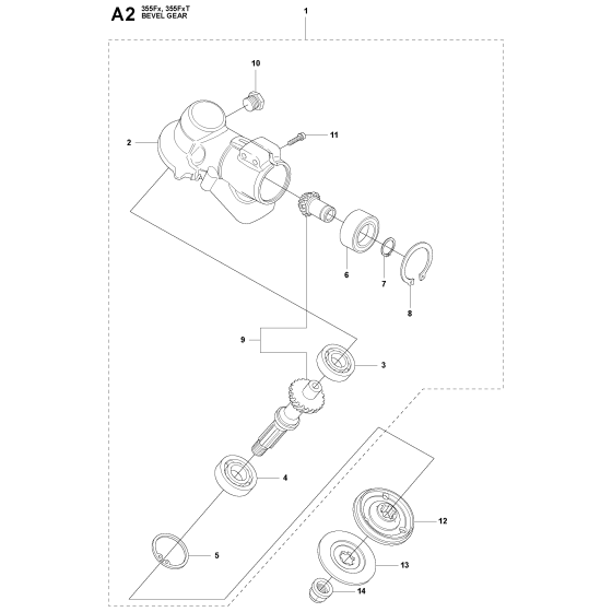 Bevel Gear Assembly For Husqvarna 355FX Brushcutter