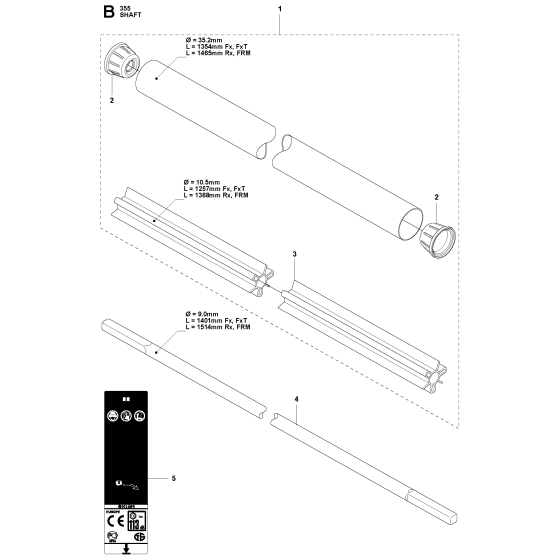 Shaft Assembly For Husqvarna 355FX Brushcutter