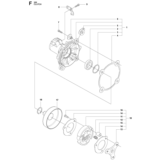 Clutch Assembly For Husqvarna 355FX Brushcutter