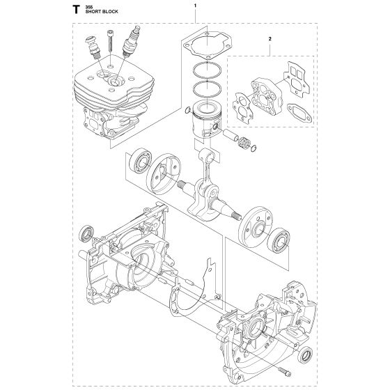 Short Block Assembly For Husqvarna 355FX Brushcutter