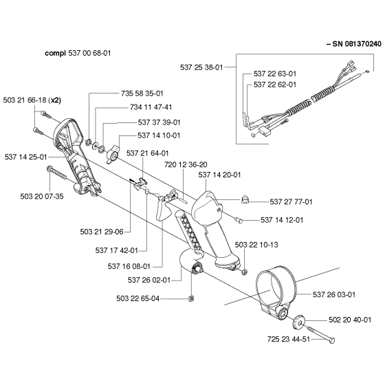 Handle & Controls Assembly for Husqvarna 356BT Leaf Blower