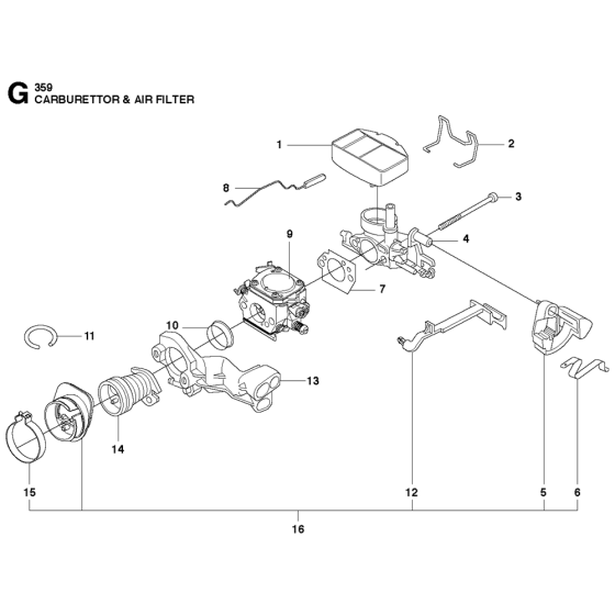 Carburetor & Air Filter Assembly For Husqvarna 359 Chainsaw 