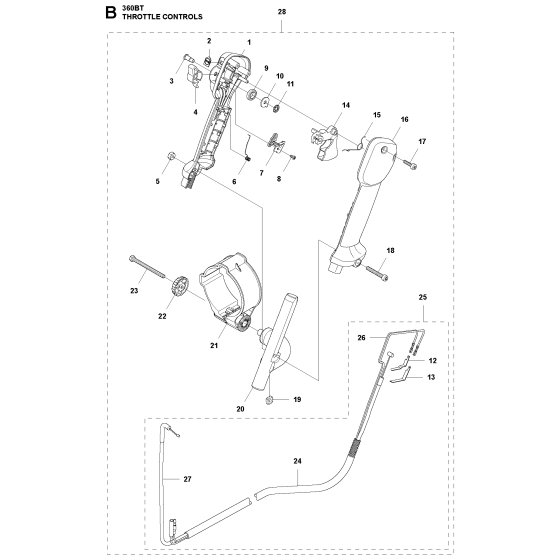 Throttle Controls Assembly for Husqvarna 360BT Leaf Blower