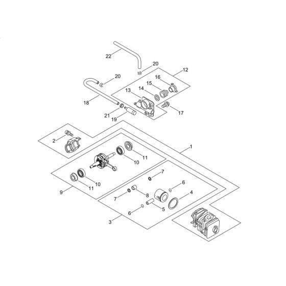 Cylinder, Piston, Crankshaft for Shindaiwa 361WS Chainsaw