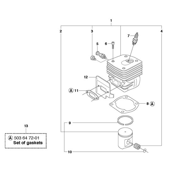 Cylinder Piston Assembly For Husqvarna 362 Chainsaw 