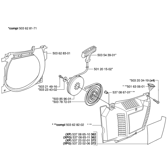 Starter Assembly For Husqvarna 362XP Chainsaw 