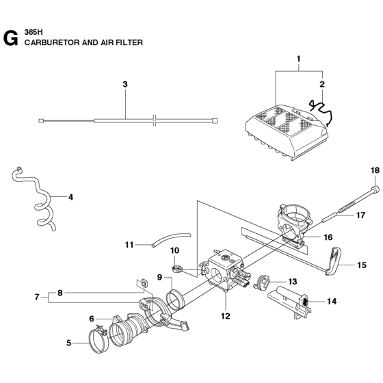 Carburetor & Air Filter Assembly For Husqvarna 365h Chainsaw 