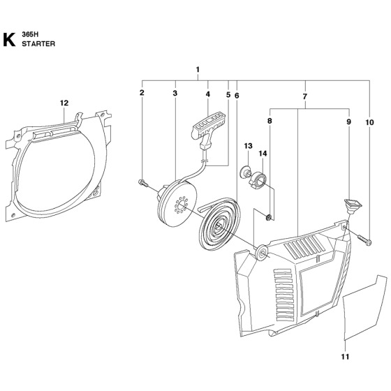 Starter Assembly For Husqvarna 365h Chainsaw 