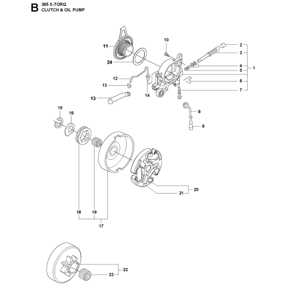 Clutch & Oil Pump Assembly For Husqvarna 365x-Torq Chainsaw 