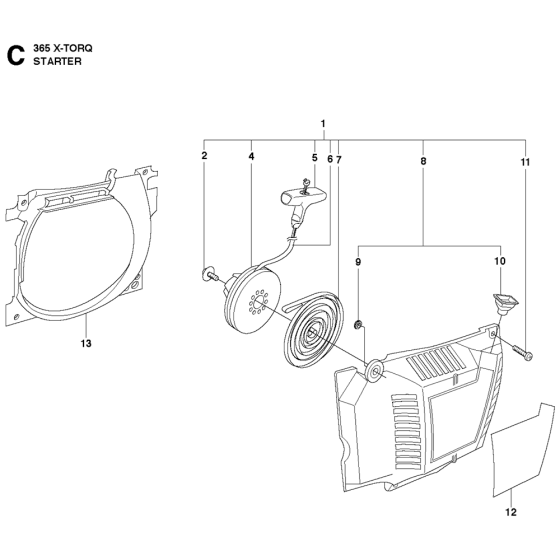 Starter Assembly For Husqvarna 365x-Torq Chainsaw 