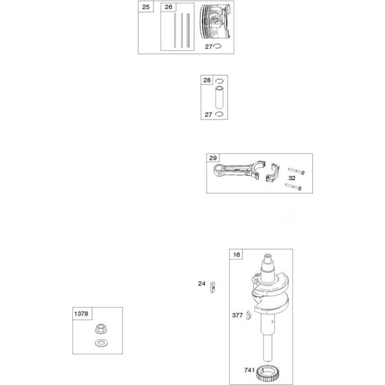 Crankshaft, Cylinder and Piston Assembly for Briggs and Stratton Model No. 613777-0002-J1 Vertical Shaft Engine