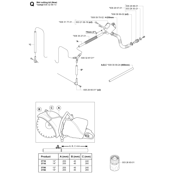 Accessories No.2 Assembly For Husqvarna 371K Disc Cutters