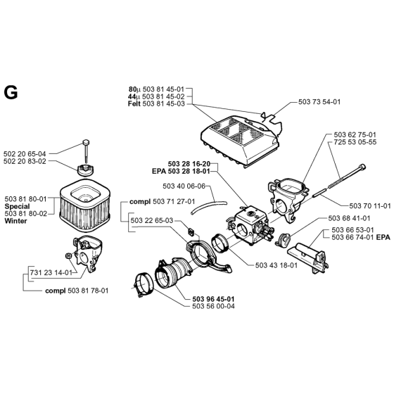 Carburetor & Air Filter Assembly For Husqvarna 371XP  Chainsaw 