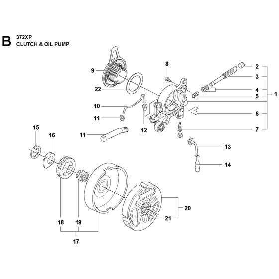 Clutch & Oil Pump Assembly For Husqvarna 372XP Chainsaw 