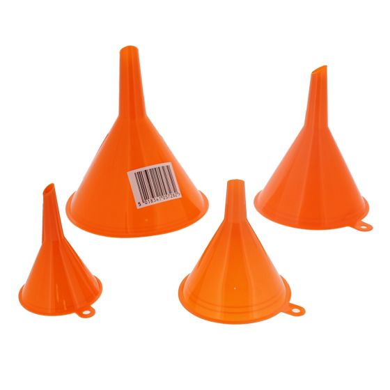 Set of Four Plastic Funnels - Sizes from 50mm to 115mm Diameter