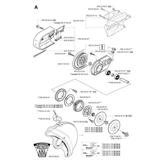 Blade Guard, Cutting Arm Assembly for Husvqarna 375K Disc Cutter