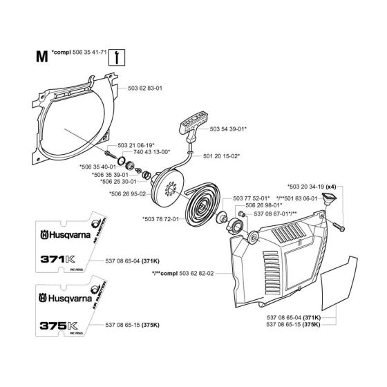 Starter Assembly for Husvqarna 375K Disc Cutter