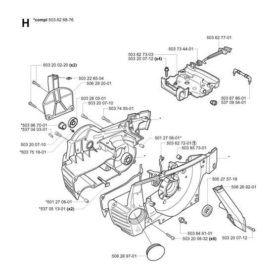 Crankcase Assembly for Husvqarna 375K Disc Cutter