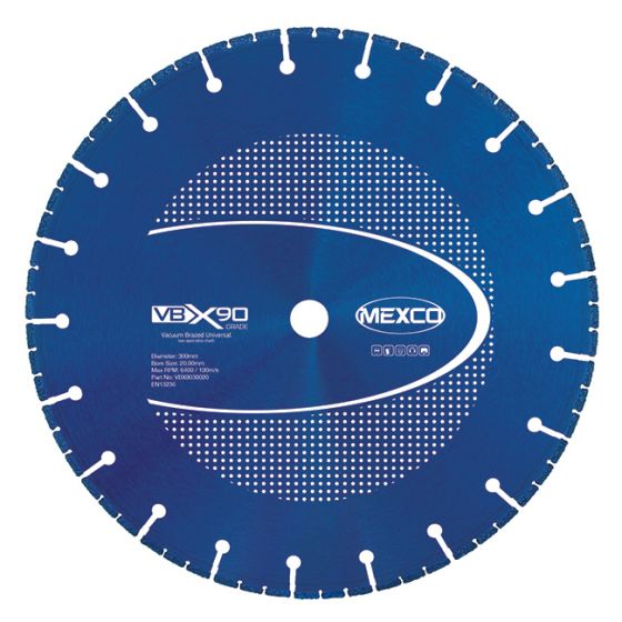 Mexco 300mm Vacuum Brazed Blade Multi-Use X90 Grade 20mm Diamond Blade Bore