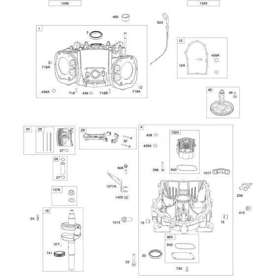 Sump Assembly for Briggs and Stratton Model No. 61E977-0004-J1 Vertical Shaft Engine