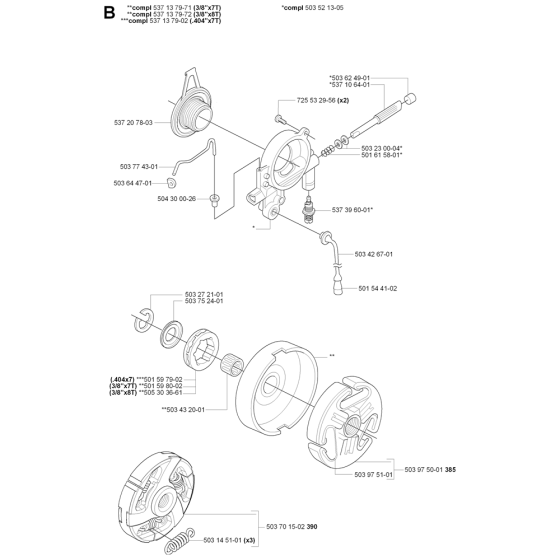 Clutch & Oil Pump Assembly For Husqvarna 385  Chainsaw 