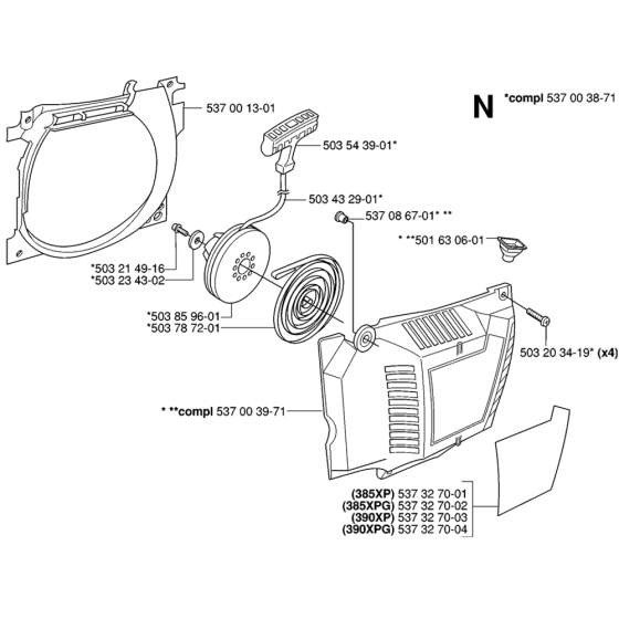 Starter Assembly For Husqvarna 385XP Chainsaw 