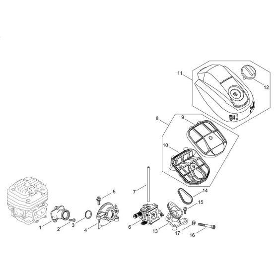 Air Cleaner, Carburettor for Shindaiwa 390SX Chainsaw