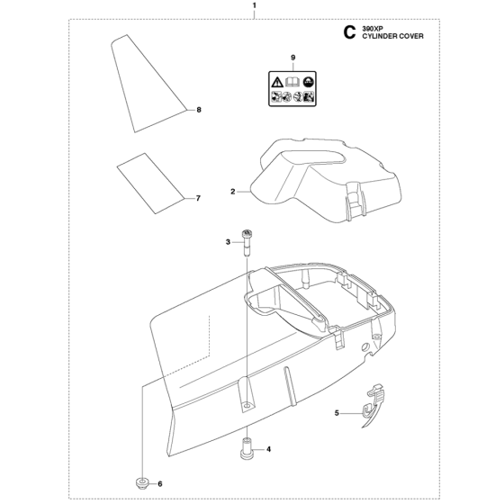 Cylinder Cover Assembly For Husqvarna 390XP Chainsaw 