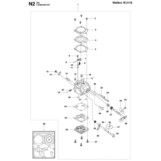 Carburetor-1 Assembly For Husqvarna 390XP Chainsaw 