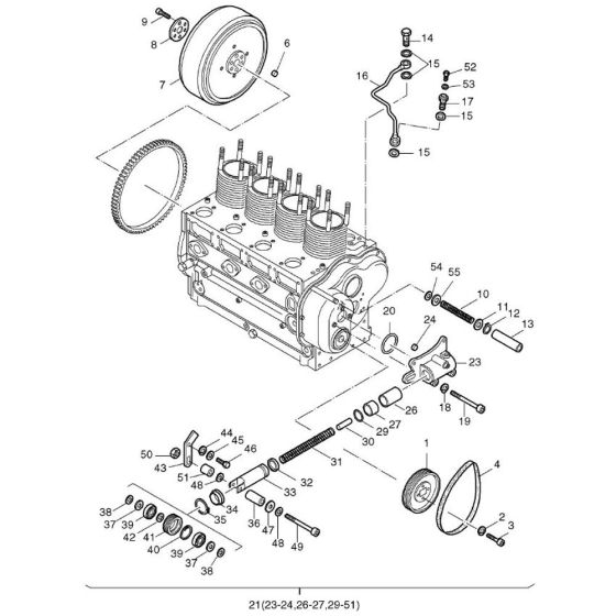 Pulley, Flywheel Assembly for Hatz 3L41C Diesel Engines