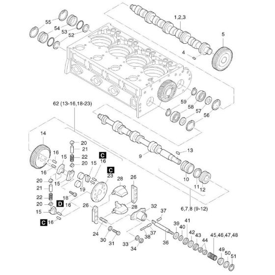 Camshaft, Governor, Timer Assembly for Hatz 3L41C Diesel Engines