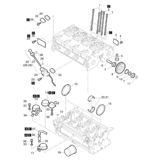 Crankcase-1 Assembly for Hatz 3L43C Diesel Engine