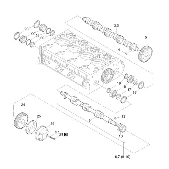 Camshaft, governor, timer Assembly for Hatz 3L43C Diesel Engine