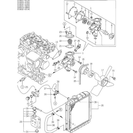 Cooling Water System Assembly for Yanmar 3TNA72L Engine