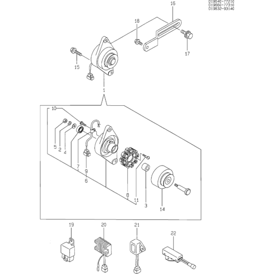 Generator Assembly for Yanmar 3TNA72L Engine