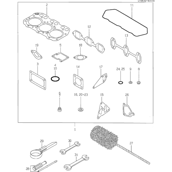 Gasket Set Assembly for Yanmar 3TNA72L Engine