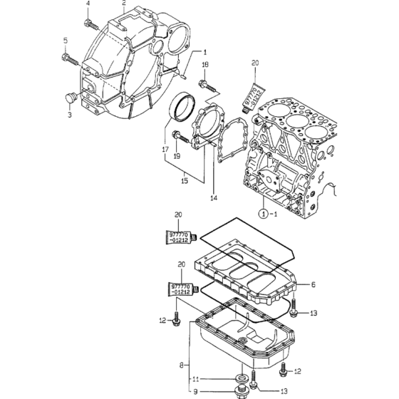 Flywheel Housing and Oil Sump Assembly for Yanmar 3TNE82A-ETB Engine