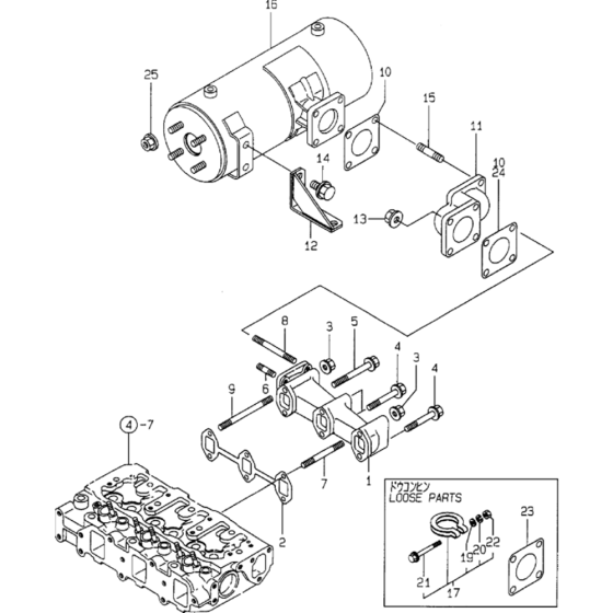 Exhaust Manifold and Silencer Assembly for Yanmar 3TNE82A-ETB Engine