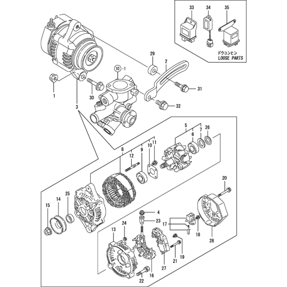 Generator Assembly for Yanmar 3TNV70-STB Engine