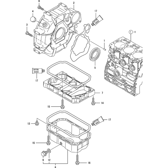 Flywheel Housing and Oil Slump Assembly for Yanmar 3TNV76-KWA Engine