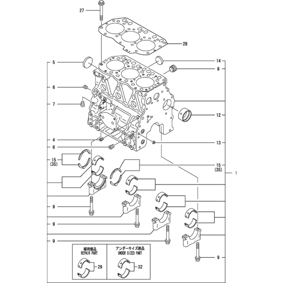 Cylinder Block Assembly for Yanmar 3TNV82A-BPTB Engine