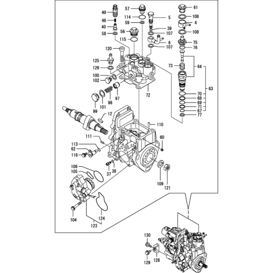 Fuel Injection Pump Assembly for Yanmar 3TNV82A-BPTB Engine