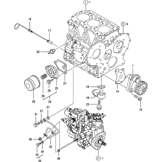 Oil System Assembly for Yanmar 3TNV82A-BPTB Engine