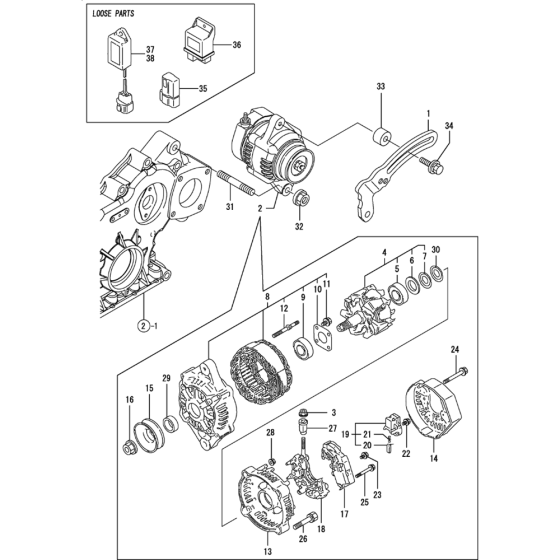 Generator Assembly for Yanmar 3TNV82A-KWA Engine