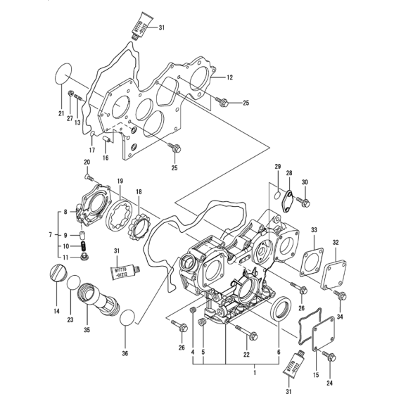 Gear Housing Assembly for Yanmar 3TNV82A-KWA Engine