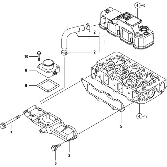 Suction Manifold Assembly for Yanmar 3TNV88-MWA Engine