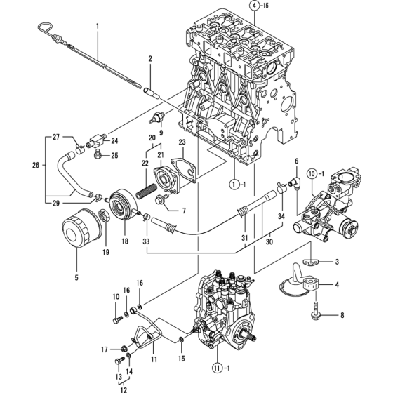 Oil System Assembly for Yanmar 3TNV88-MWA Engine