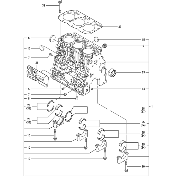 Cylinder Block Assembly for Yanmar 3TNV88-XTBZ Engine